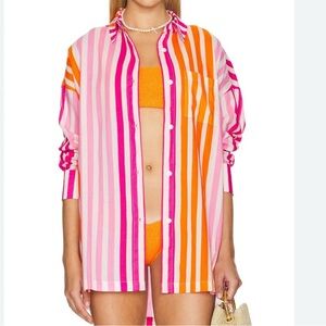 BEACH Riot Alexa Top Sunset stripes beach shirt cover-up size: L/XL